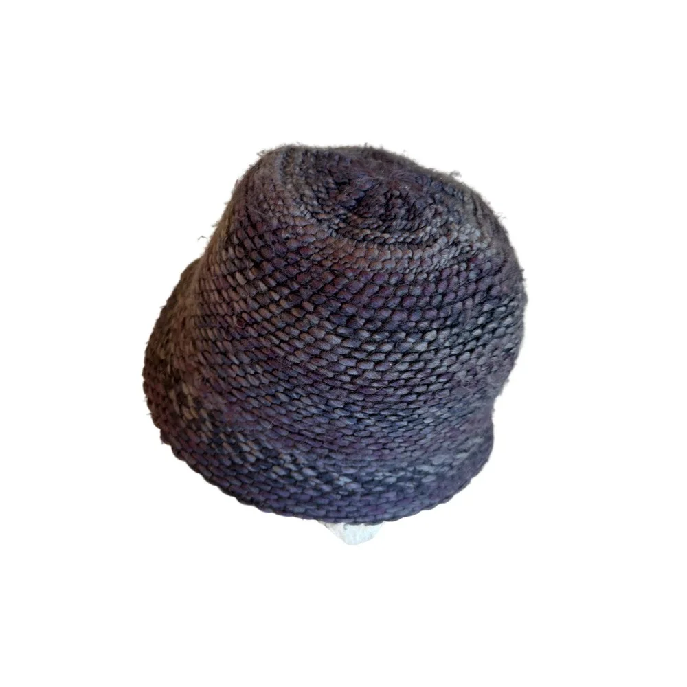 C&C California Cloche Hat Purple Woven Chunky Knit Vintage Style Winter Cap
